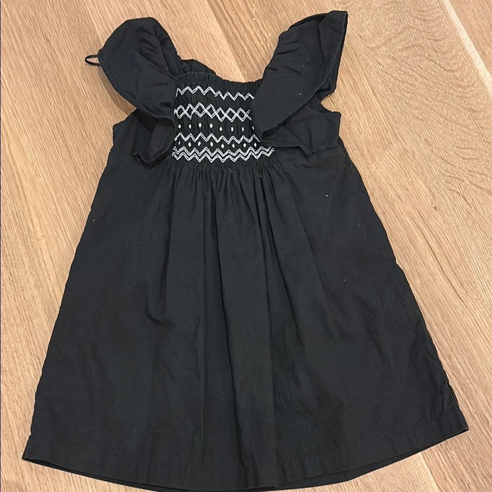 Black Kids Dress with Ruffle Sleeves